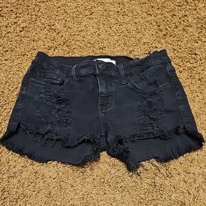 Daytrip | Frayed Black Jean Shorts | 27